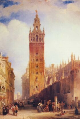 La torre árabe en Sevilla, llamada La Giralda. Lienzo de David Roberts