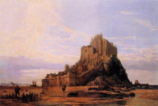 Mont St. Michel, Normandy, Falling Tide. Canvas by G.Clarkson Stanfield