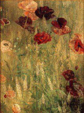 Amapolas y Reseda. Lienzo de Maria Oakey Dewing 