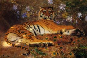 Tigre de Annam. Lienzo de Gustave Surand