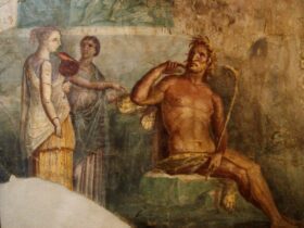 Fresco romano. Polifemo y Galatea