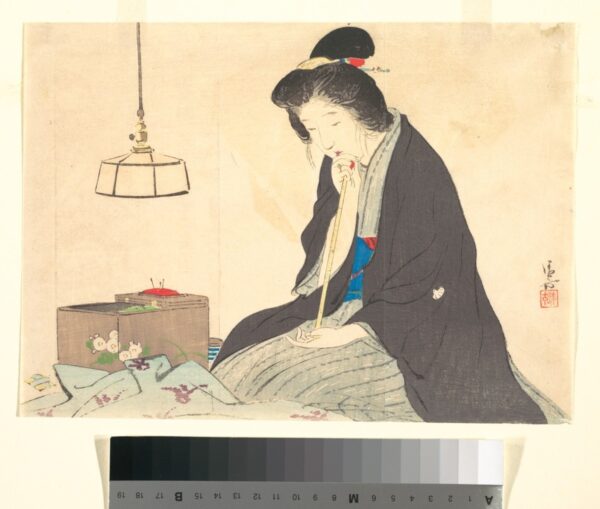 Seamstress. Japanese painting