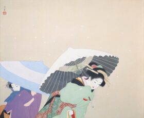 Los copos de nieve. Pintura de Uemura Shoen