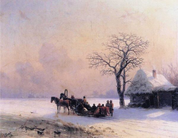 Scène d'hiver dans la Petite Russie, 1868. Toile d'Ivan Aivazovsky