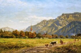 Un hermoso día de otoño en Interlaken. Lienzo de Williams Leader