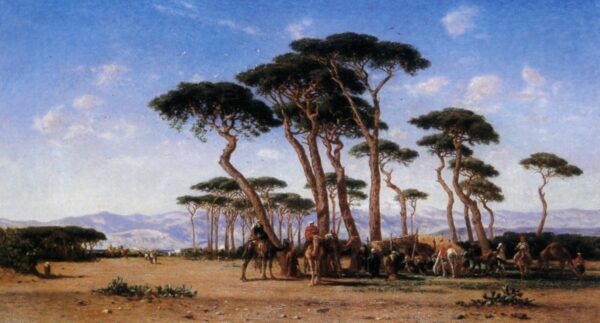 Camp, 1878. Canvas by Berchere