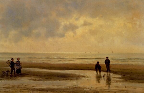 Figures sur la plage, 1878. Toile de Joseph Destree