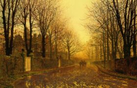 Tarde de otoño. Lienzo de Atkinson Grimshaw