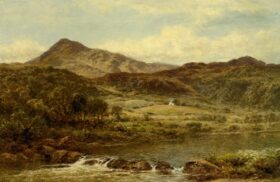 Moel Siabod desde abajo de Capel Curig, 1915. Lienzo de Williams Leader