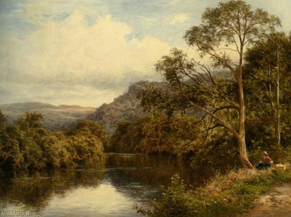 On the River Conway, near Bettws and Coed, 1899. Canvas by Williams Leader