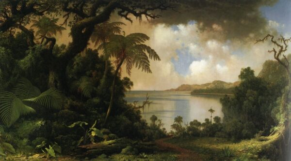 Vue de la marche de Fern, Jamaïque. Toile de Martin Johnson Heade.