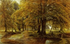 Cruzando el arroyo de otoño, 1874. Lienzo de Edmund George Warren