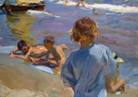 Niños en la playa (1916). Lienzo de Sorolla (1863 - 1923)