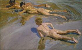 Niños en la playa (1910). Lienzo de Sorolla (1863 - 1923)