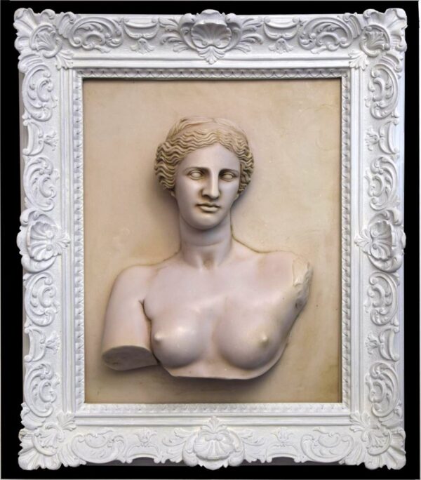 Bas-relief of Venus in White Frame. 65 x 55 cm.