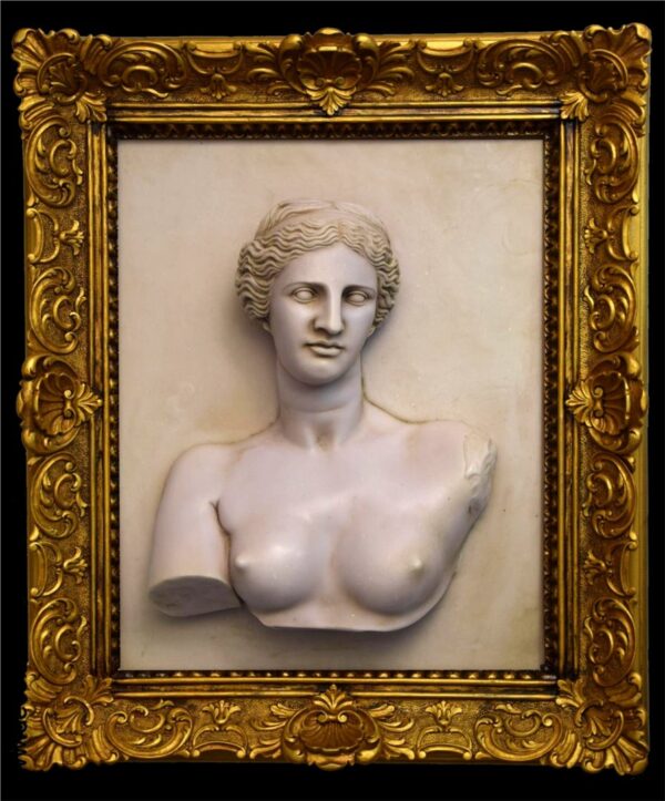 Bas-relief of Venus in Golden Frame. 65 x 55 cm.