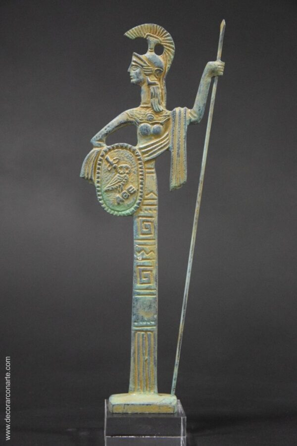 Athena with spear in bronze. Height: 28cm