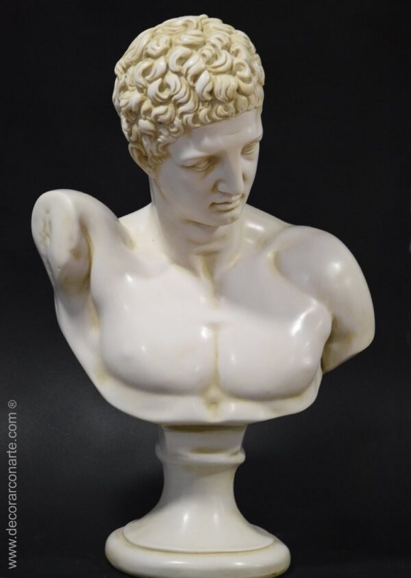 Patinated bust of Hermes. 52 x 35 x 20 cm.