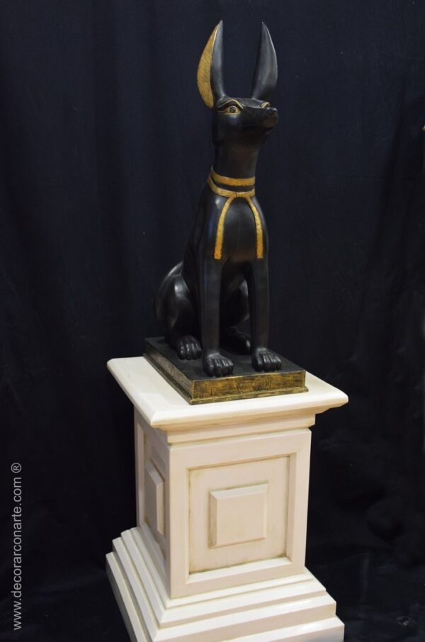 Set of pedestal with Anubis figure