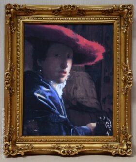 Cuadro de Vermeer. La chica del sombrero rojo. 63x52cm