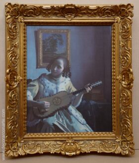 Cuadro de Vermeer. Mujer tocando la guitarra. 65x55cm