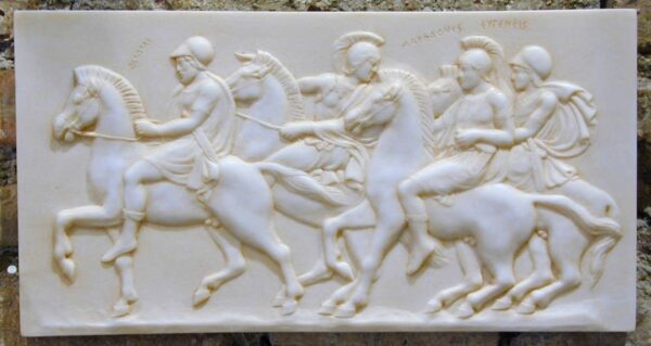 Greek relief. Scene of the Macedonian army following Alexander. (34 x 18 cm)