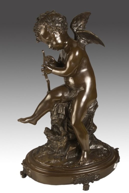 Cupidon St.Valentin Jour Cadeau Bébé Ange Art Déco Bronze Sculpture Statue