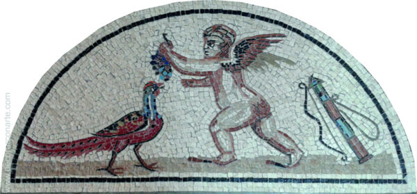 Mosaic. Erote hunting Pheasant. 75x34,5 cm