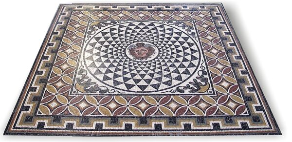 Geometric mosaic, Medusa emblem. 200x200 cm