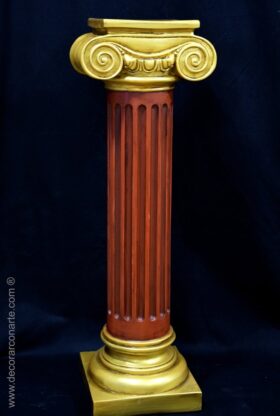 Columna jónica. Rojo y dorado 95x19x22cm