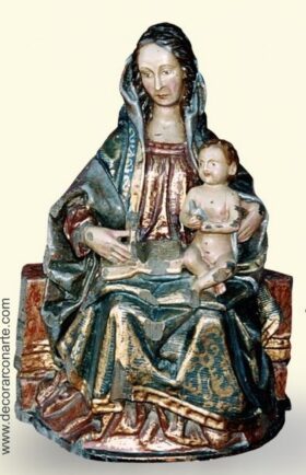 Virgen de Jerte. Tallada en madera. Altura: 40cm