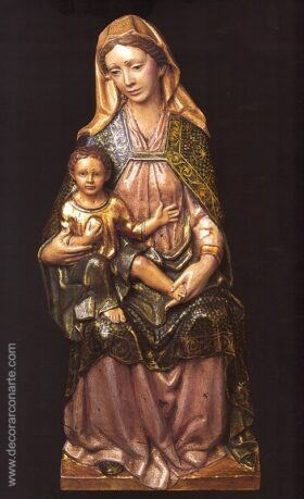 Virgen con niño . Talla en madera. Altura: 96cm