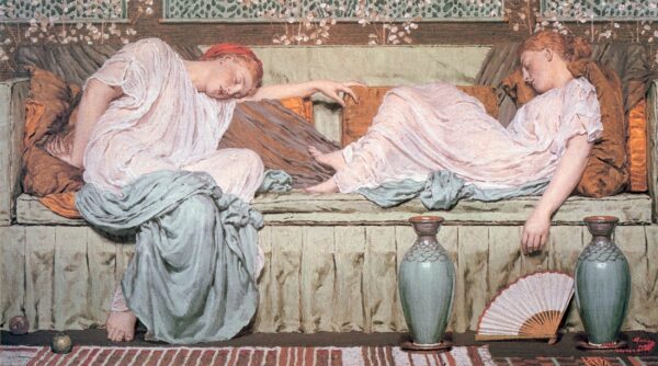 Les pommes. Toile d'Albert Moore (1841-1893)