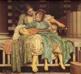 Lección de música. Lienzo de F. Leighton (1830-1896)