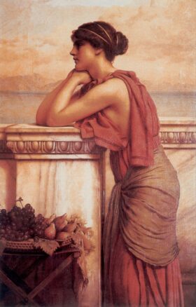 En el camino. Lienzo de Godward (1861-1922)