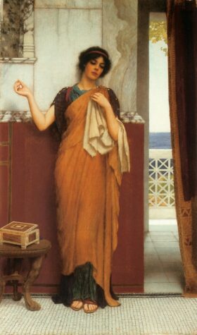 Parada para Pensar. Lienzo de Godward (1861-1922)