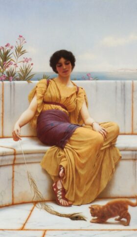 Ociosidad. Lienzo de Godward (1861-1922)