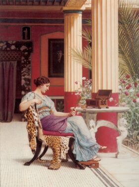 El cofre joya. Lienzo de Godward (1861-1922)