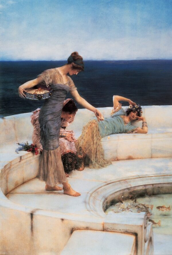 The favourite silver fish. Canvas of Alma Tadema (1836-1912)