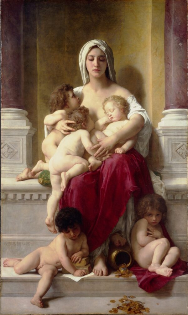 The Charity. Canvas by Adolphe Bouguereau (1825-1905)