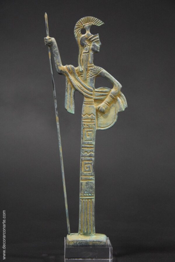 Athena with spear in bronze. Height: 28cm