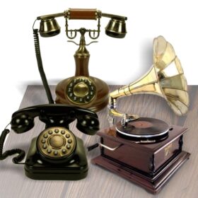 Gramophones and old telephones