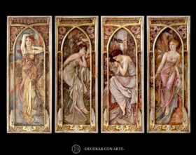 Art Nouveau Relief Set. Alphonse Mucha. Height 78 cm.