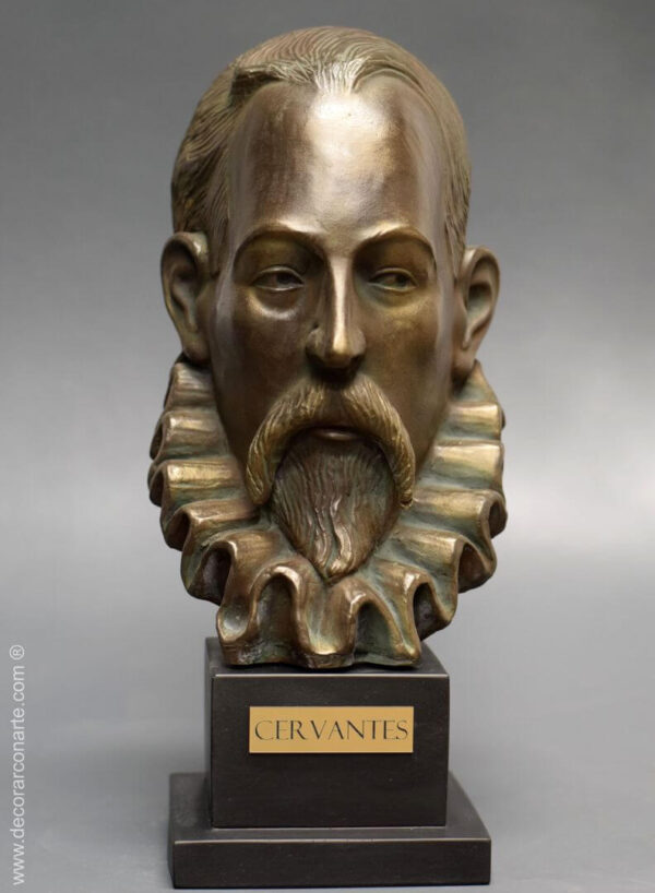 Bust of Cervantes. Bronze patina. 32cm. - Decorar con Arte