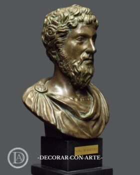 Busto de Marco Aurelio patinado en bronce Patinierte Bronzebüste des Marcus Aurelius