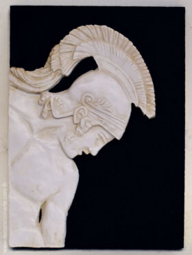 Achilles-Relief. Marmor und Holz. 51 x 37 cm.