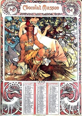 Chocolates Masson. Advertising poster. Canvas by Alphonse Mucha (1860-1939)