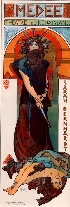 Poster. Medea with Sarah Bernhardt. Canvas by Alphonse Mucha (1860-1939)