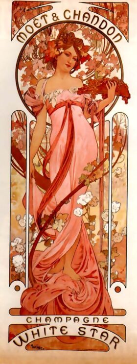 Champagne White Star, Moet Chandon. Canvas by Alphonse Mucha (1860-1939)