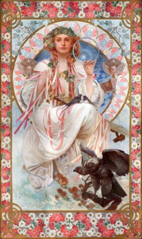 Portrait of Josephine Crane Bradley as Slavia. Canvas by Alphonse Mucha (1860-1939)